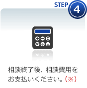 STEP4 相談終了後、相談費用をお支払い下さい。（※）